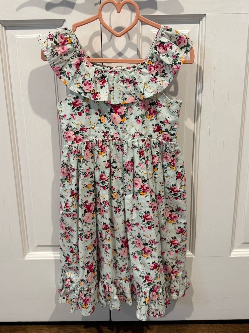 Popatu Mint Floral Ruffle Sundress with Pink & Yellow Blooms